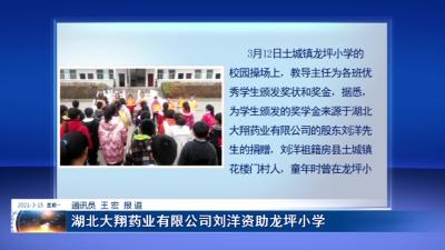 湖北大翔药业有限公司刘洋资助龙坪小学