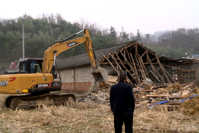 青峰镇依法强制拆除两处违法建筑