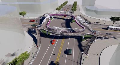 新十字街人行天桥——走近“城区十六桥梁改造提升工程”之三