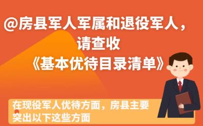 @房县军人军属和退役军人，请查收《基本优待目录清单》