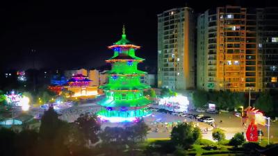 房县西河拱桥：华灯初上 璀璨如画