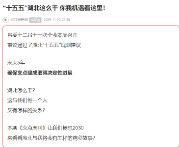“十五五”湖北这么干 你我机遇看这里！