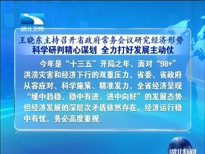 王晓东主持召开省政府常务会议研究经济形势