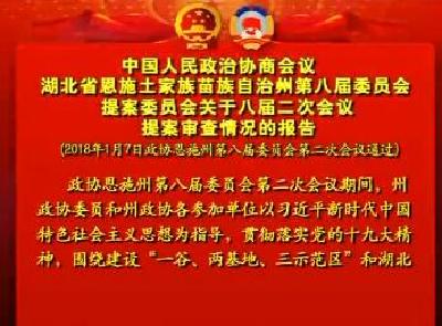 政协恩施州第八届委员会提案委员会关于八届二次会议提案审查情况的报告