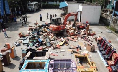 湖北17市州集中销毁赌博机 前5月查破涉赌案5239起
