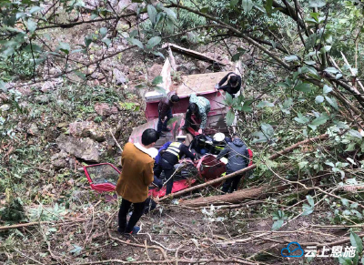 视频 | 路面湿滑货车翻下深沟  警民合力成功营救