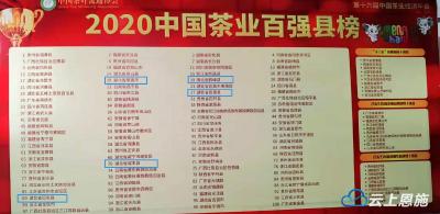 恩施州5个县（市）上榜“2020中国茶业百强县榜” 