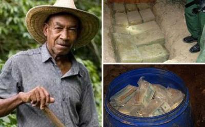 65岁老人在地里挖到神秘蓝色包裹，里面藏有6亿美金