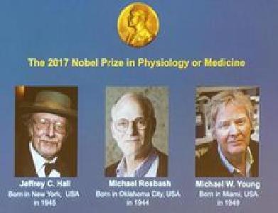 三名美国科学家分享2017年诺贝尔生理学或医学奖