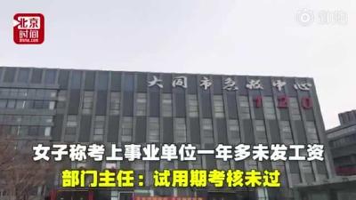 女子考上事业单位1年无工资 领导：试用期考核未过