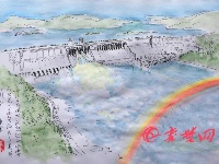 十堰六旬退伍老兵创作“丹江口水库泄洪”彩绘