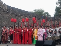 《入城仪式》试演 游客迎关公凯旋