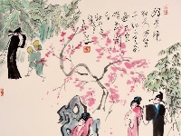 汤显祖逝世400年，中国戏画研究会以“牡丹亭”为题作画