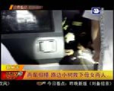 两车相撞 路边小树救下母女两人