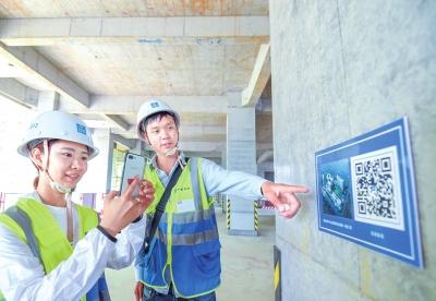 荆州中心医院荆北新院建设现场 扫码监测工程质量