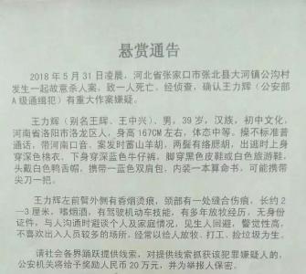 公安部A级通缉令！已杀6人，悬赏20万！全国追捕！