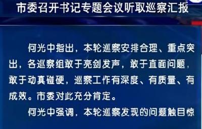 市委召开书记专题会议听取巡察汇报