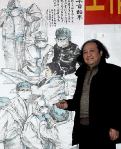 荆州画家李小白创作中国画，致敬医务人员