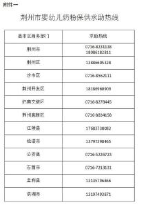 荆州市商务局发布婴幼儿奶粉保供求助热线，电话号码是……