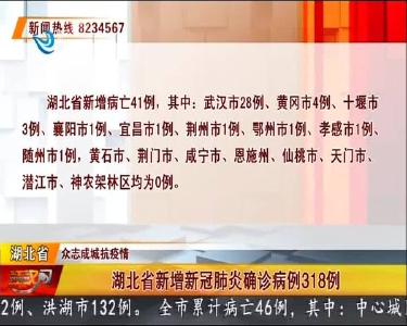 湖北省新增新冠肺炎确诊病例318例