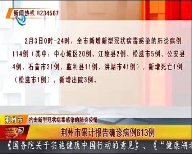荆州市累计报告确诊病例613例
