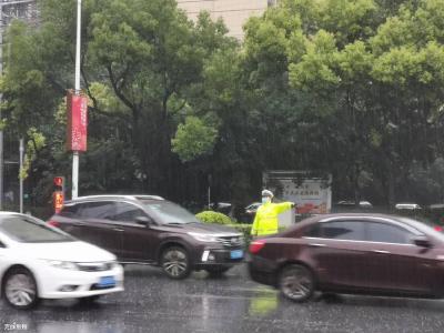 这雨太大，荆州大马路上多处积水 交警上路加强疏导