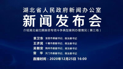 直播 | 湖北省人民政府新闻办公室召开新闻发布会介绍湖北省扫黑除恶专项斗争典型案例办理情况布会