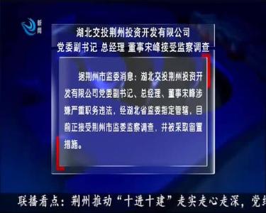 湖北交投荆州投资开发有限公司党委副书记 总经理 董事宋峰接受监察调查