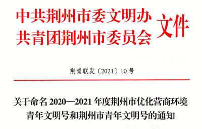 荆州市优化营商环境青年文明号、荆州市青年文明号名单公布！