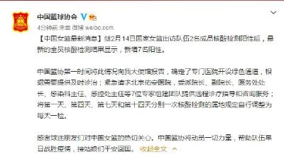中国篮球协会：国家女篮出访队伍新增7名核酸检测阳性