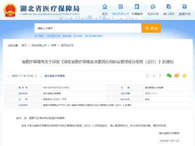 湖北省医保局最新通知