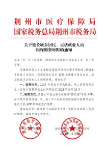 关于延长荆州城乡居民、灵活就业人员医保缴费时限的通知 