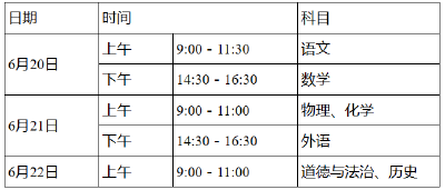 2023年武汉中考时间公布