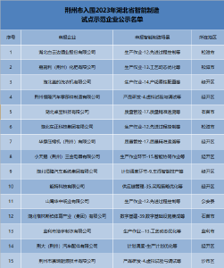 荆州15家企业入围2023年湖北省智能制造试点示范企业公示名单