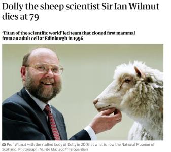 英科学家伊恩·威尔穆特去世：曾培育出世界第一只克隆羊