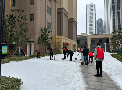 荆州区安心桥社区：扫雪除冰 做居民平安出行的“守护人”