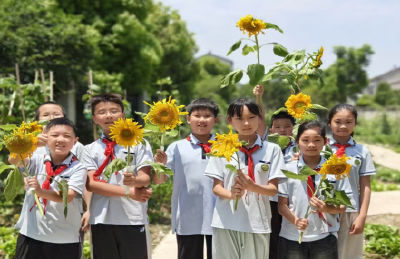 小手递葵花 萌娃送祝福——荆州小学学子送葵花 预祝高考生一举夺魁