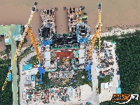 李埠长江公铁大桥北岸引桥施工按下快进键
北岸塔柱建设高度已超过150米