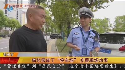 绿化带成了“停车场” 交警现场劝离