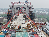 图集｜荆州李埠长江公铁大桥北岸施工有序推进