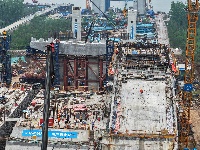 图集｜荆州李埠长江公铁大桥北岸施工有序推进