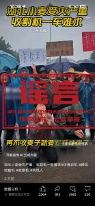 造谣“湖北小麦受灾”，一男子被警方行政处罚