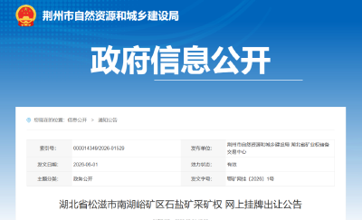 荆州这个矿挂牌出让！采矿权公开竞拍