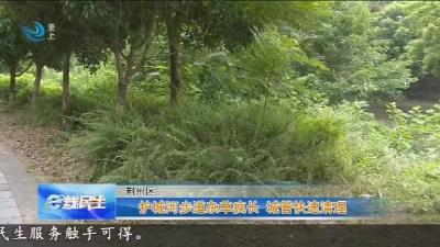 护城河步道杂草疯长  城管快速清理