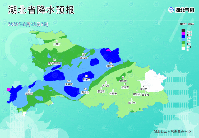 湖北自西向东有分散性强降水