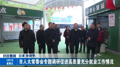 市人大常委会专题调研促进高质量充分就业工作情况
