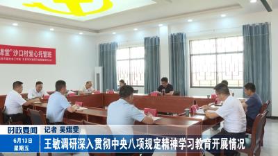 王敏调研深入贯彻中央八项规定精神学习教育开展情况 
