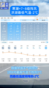 寒潮＋7~8级阵风，洪湖最低气温-2℃#洪湖#天气预报