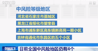 全国高风险地区已全部清零 中风险地区仍有4个
