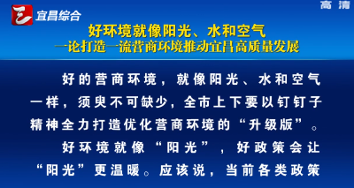 一论打造一流营商环境推动宜昌高质量发展